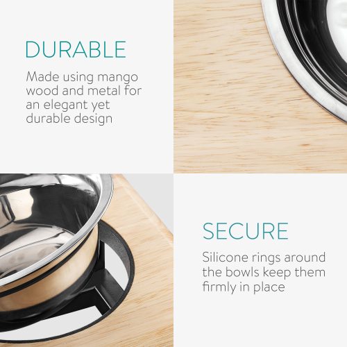 Nastavitelná krmná stanice se 2 miskami pro psy a kočky Navaris, 450 ml, 51387.1.02