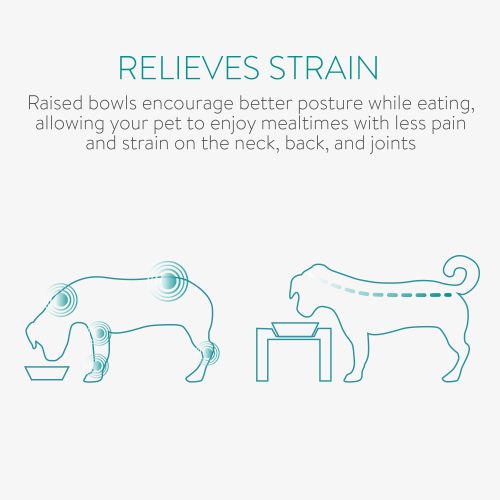 Nastavitelná krmná stanice se 2 miskami pro psy a kočky Navaris, 450 ml, 51387.1.02