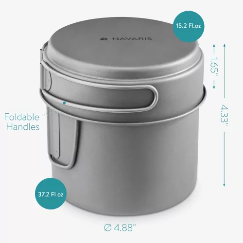 Navaris titanový kempingový hrnec a pánev, 1100 ml a 450 ml, 53304.01