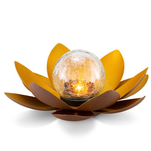 Lampa solara Navaris LED Lotus, 27x11,5 cm, senzor auto, 1700K, IP44, aurie, 51101.03.01
