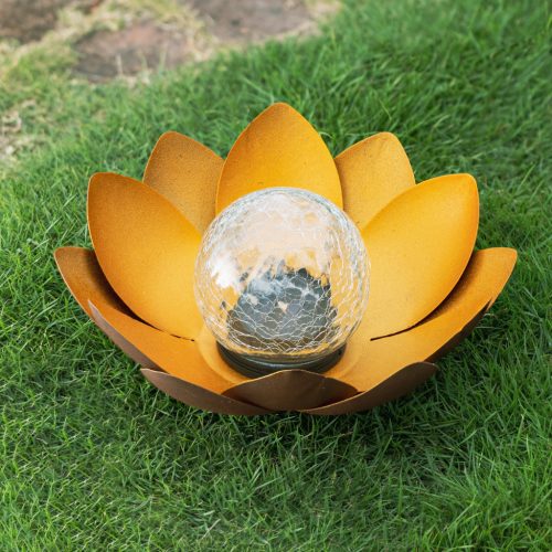 Lampa solara Navaris LED Lotus, 27x11,5 cm, senzor auto, 1700K, IP44, aurie, 51101.03.01