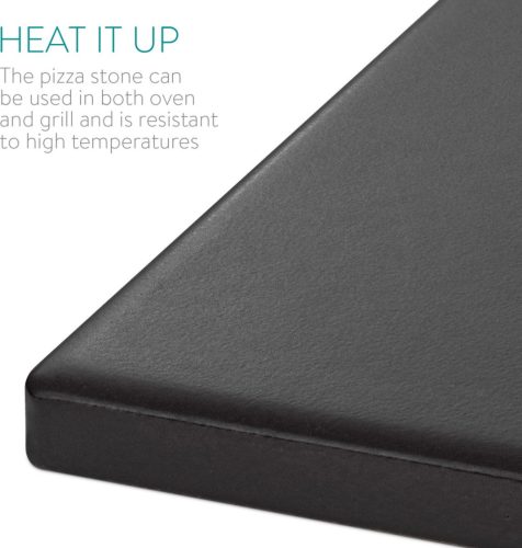 Sada smaltovaný kámen na pizzu 30x38cm a bambusová lopata na pizzu, Navaris, černá/béžová, 51246.01.02