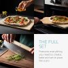 Set piatra de pizza Navaris, 30x38 cm, cu palet de bambus si cutit, pana la 800°C, 53326.01