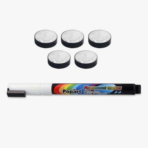 Tabla magnetica Navaris, 90x60 cm, design marmura neagra, marker si magneti incluse, negru, MDF