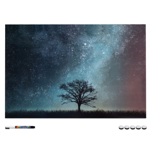 Tabla magnetica Navaris, 90x60 cm, design cer instelat, marker si magneti incluse, multicolor, MDF