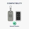 Kryt na klíče od auta pro Renault / Dacia - 4 tlačítka - Keyless Go, nubuková kůže, šedá, 48565.16