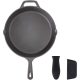 Navaris 30 cm litinová pánev s nepřilnavým povrchem pro sporák/pečicí troubu/gril - černá, 48585.03
