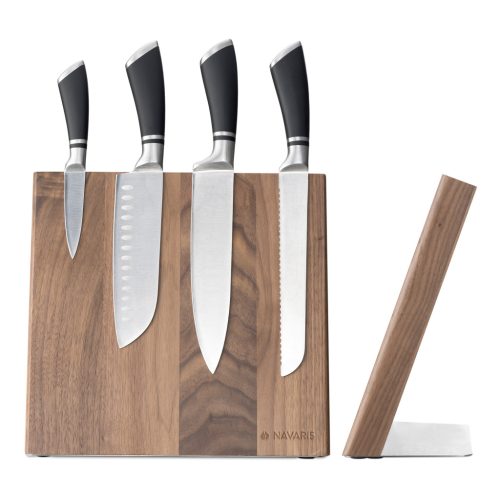 Suport cutite magnetic Navaris din lemn de nuc, 27,7x27,5x12 cm, 47366.04