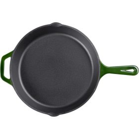   Navaris 30 cm hluboká litinová pánev s rukojetí - Tmavě zelená, 53784.02