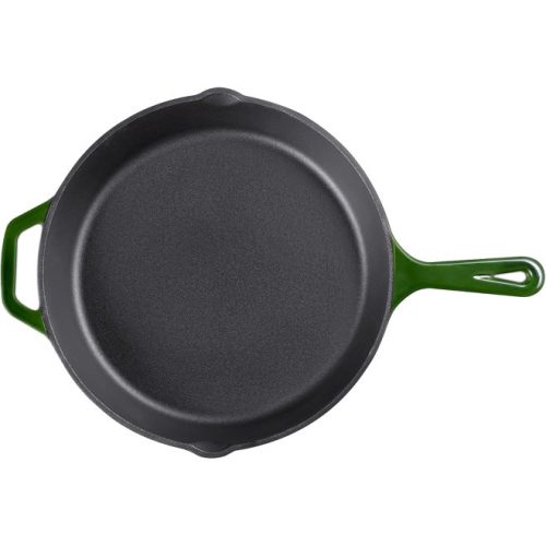 Navaris 30 cm hluboká litinová pánev s rukojetí - Tmavě zelená, 53784.02