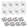 Sada 8 ks dvojitých síťových zásuvek RJ45 10G se 16 zástrčkami CAT 6A, Kwmobile, bílá, kov, 45360.04