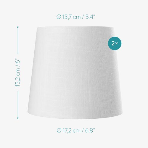 Sada 2 x Navaris moderní lněné stínidlo, 17 cm, tělo E14, bílá, 53996.02.40