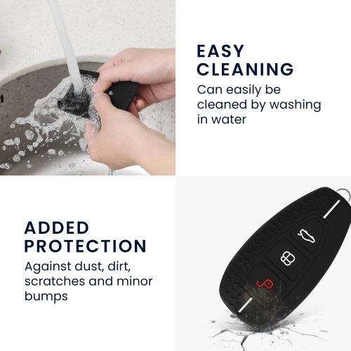 Kryt na klíče od auta pro Ford – 3 tlačítka – Keyless Go, silikonový, černý, 53133.05