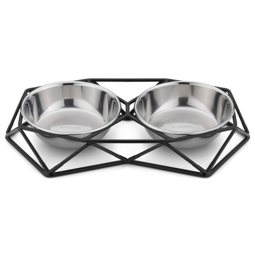 Sada 2 nerezových misek Navaris pro psy a kočky s kovovou podpěrou, 54103.01
