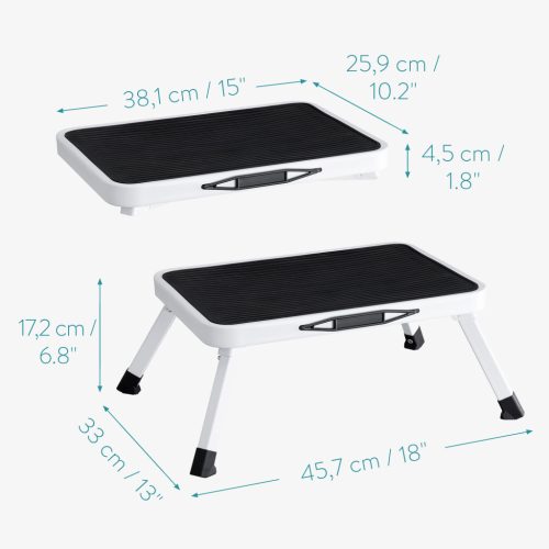 Skládací stolička Navaris 1 stupeň, 45,7x33x17,2 cm, 150 kg, kov, 54101.01