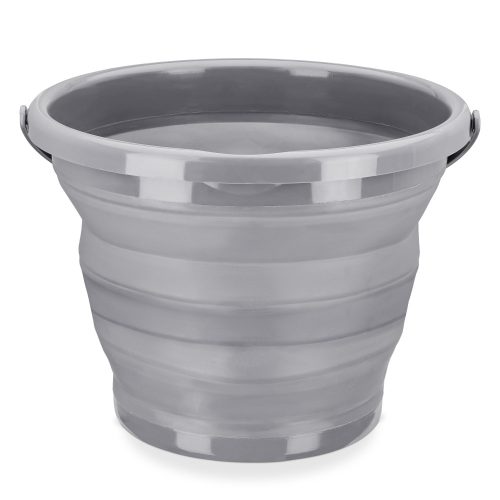 Navaris skládací vědro z termoplastické pryže, 10 l, šedá, 45985.3.22