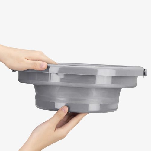 Navaris skládací vědro z termoplastické pryže, 10 l, šedá, 45985.3.22