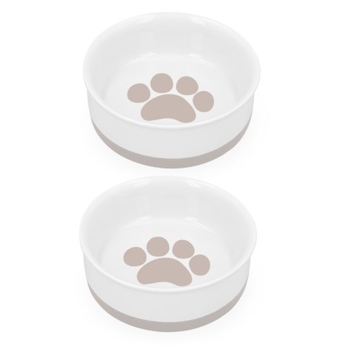 Sada 2 porcelánových misek Navaris pro kočky, 400 ml, Hnědá, 48520.02.10