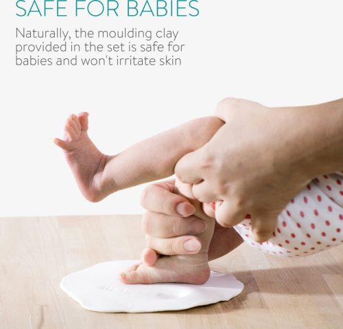 Navaris Sada otisků nohou dítěte s dřevěným rámem, bílá, 54252.01