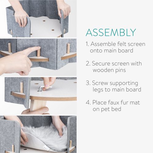 Vysoký pelíšek pro kočky nebo psy Navaris a kožešinová podložka, Šedá, 54253.01