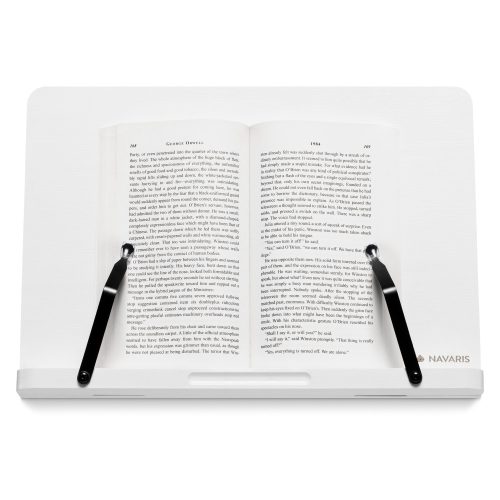 Bambusový stojan na knihy Navaris, 2 nastavitelná ramena, 33 x 24 cm, bílá, 52801.2.02