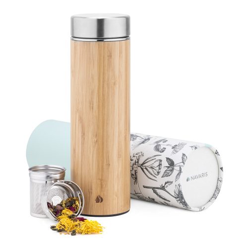 Láhev na čaj Navaris s louhovačem a odnímatelným sítkem, 500 ml, Hnědá, 54268.2.71