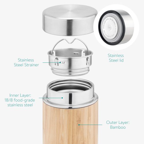 Láhev na čaj Navaris s louhovačem a odnímatelným sítkem, 500 ml, Hnědá, 54268.2.71