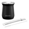 Cana Yerba Mate Navaris, 1 pai, 1 perie, 300 ml, inox, negru, 54274.01.01