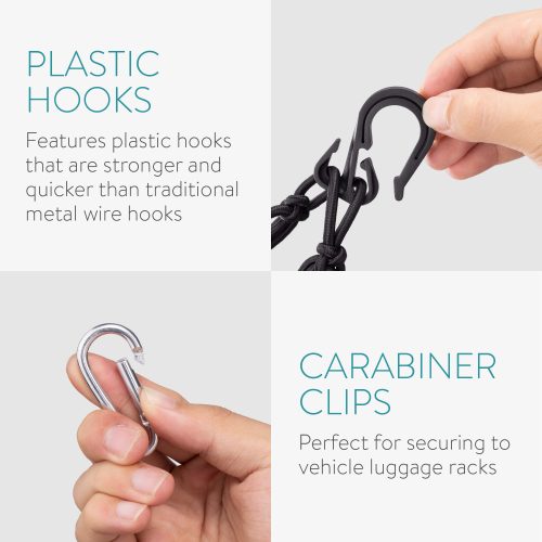 Sada 2 nákladních sítí pro motocykly Navaris, 40 x 40 cm, Háčky, Karabina, 54307.01