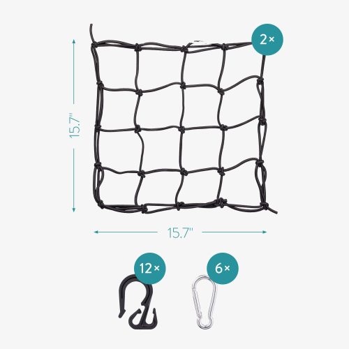 Sada 2 nákladních sítí pro motocykly Navaris, 40 x 40 cm, Háčky, Karabina, 54307.01