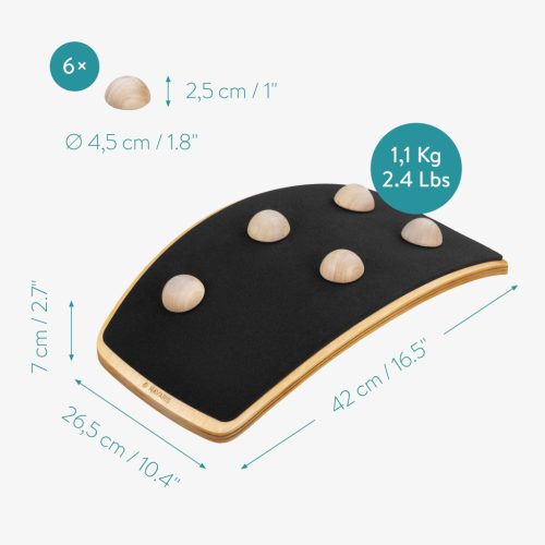 Placa stretching spate Navaris, 150 kg, 45x26 cm, 6 noduri, maro, lemn