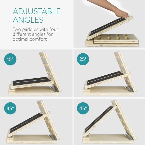 Nastavitelná cvičební deska pro protahování lýtek Navaris, 4 úrovně, dřevo, 54275.02