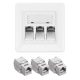 Sada 1 trojité síťové zásuvky RJ45 se 3 zástrčkami CAT 6A, Kwmobile, bílá, kov, 54571.03.01