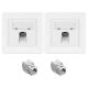 Sada 2 stíněných síťových zásuvek RJ45 se 2 zástrčkami CAT 6A, Kwmobile, bílá, kov, 54571.01.02