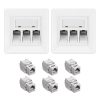 Sada 2 trojitých síťových zásuvek RJ45 se 4 zástrčkami CAT 6A, Kwmobile, bílá, kov, 54571.03.02