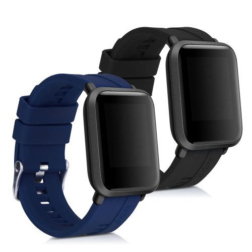 Sada 2 popruhů pro Xiaomi Amazfit Bip / Amazfit Bip Lite, kwmobile, silikon, modrá / černá, 54776.01