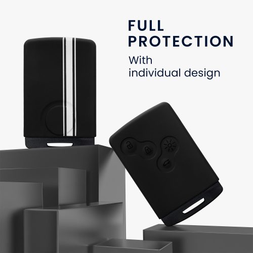 Kryt na klíče od auta pro Renault - 4 tlačítka - Keyless Go, kwmobile, silikon, černá / bílá, 54808.02