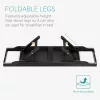 Suport baie extensibil Navaris, 75-108 cm, stand tableta si pahar, lemn de fag, negru, lemn