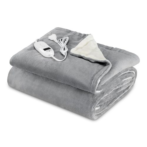 Patura electrica Navaris Snuggy, 195x125 cm, pentru canapea si dormitor, gri/crem, poliester