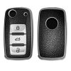 Krytka na klíče od auta pro VW / Škoda / Seat - 3 tlačítka, kwmobile, silikonová, černá / stříbrná, 54021.04