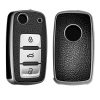 Krytka na klíče od auta pro VW / Škoda / Seat - 3 tlačítka, kwmobile, silikonová, černá / stříbrná, 54021.04
