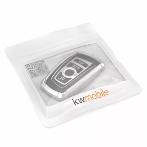Kryt na klíče od auta pro BMW - 3 tlačítka - Keyless Go, kwmobile, silikon, stříbrná / černá, 55039.01