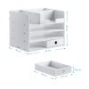 Organizator birou cu sertare Navaris, 33x24x26 cm, auto-asamblare, alb, bambus