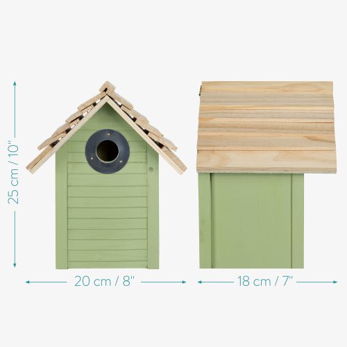 Ptačí budka z borovice Navaris, 25 x 20 x 17,9 cm, zelená, 55458,01