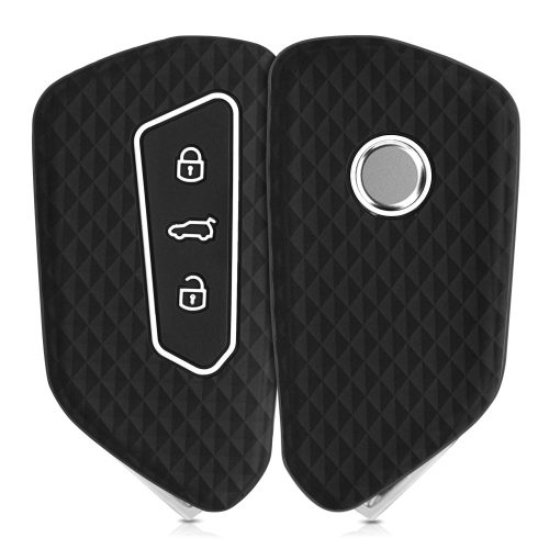 Krytka na klíče od auta pro VW / Škoda / Seat - 3 tlačítka, kwmobile, silikonová, černá, 55583.02