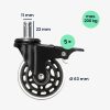 Sada 5 koleček pro tyč kancelářské židle 10 mm, Kwmobile, Černá, Polyuretan, 55604.01