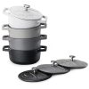 Set 4 Mini Oale din fontă Navaris, 10.5 cm, 290 ml, pentru cuptor si plita, negru/alb, 49079.04.03