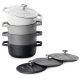 Set 4 Mini Oale din fontă Navaris, 10.5 cm, 290 ml, pentru cuptor si plita, negru/alb, 49079.04.03