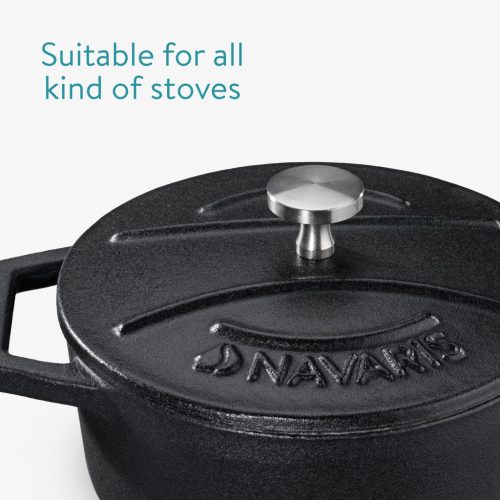 Sada 4 mini litinových hrnců Navaris, 10,5 cm, 290 ml, do trouby a na plotnu, černá/bílá, 49079.04.03