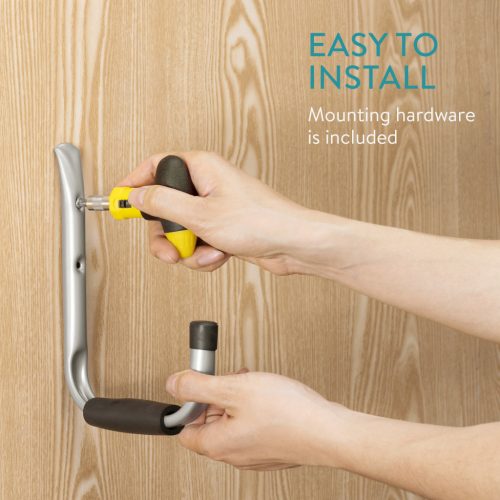 Set 12 carlige depozitare Navaris, tavan/perete, garaj, kit suruburi, negru, otel